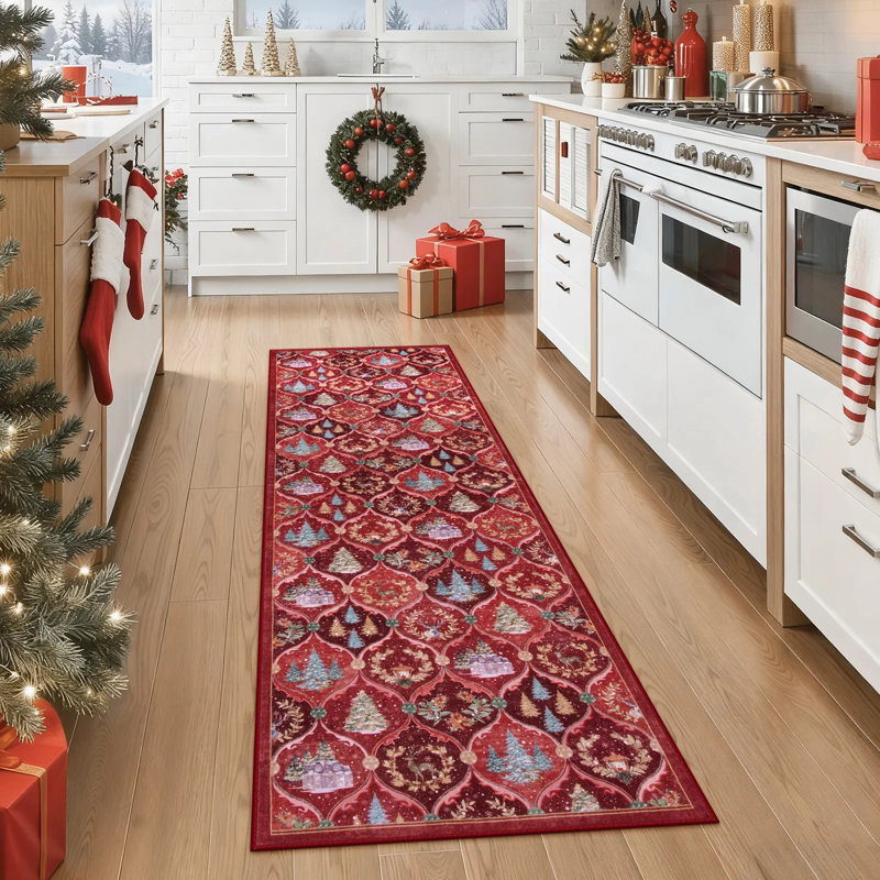 The Holiday Aisle® Laraven Christmas World Full-Coverage Rug